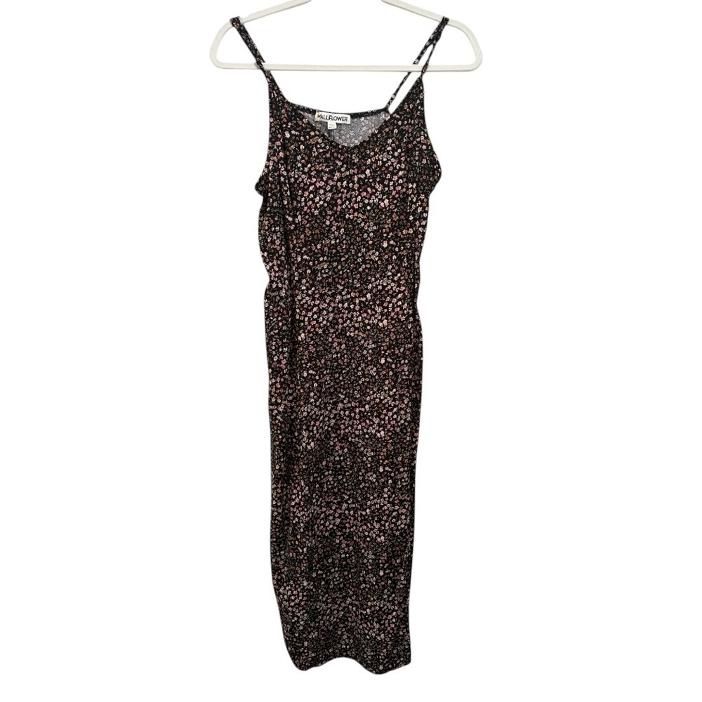 Wallflower Black Pink Floral Midi Dress Side Slit Spring Summer SZ XXL
